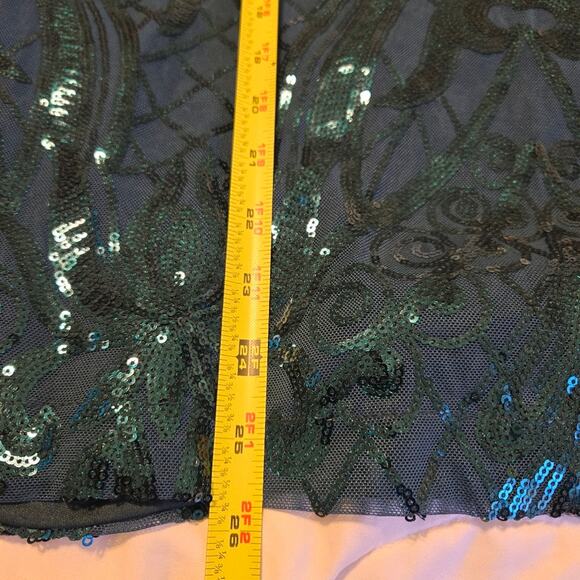 Lulu's Sparkling Magic Emerald Green Sequin Lace-Up Mini Dress size L HOCO Party - Picture 5 of 9